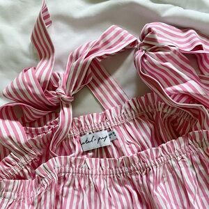 Petal and Pup Selina Pink and White Babydoll Bow Dress